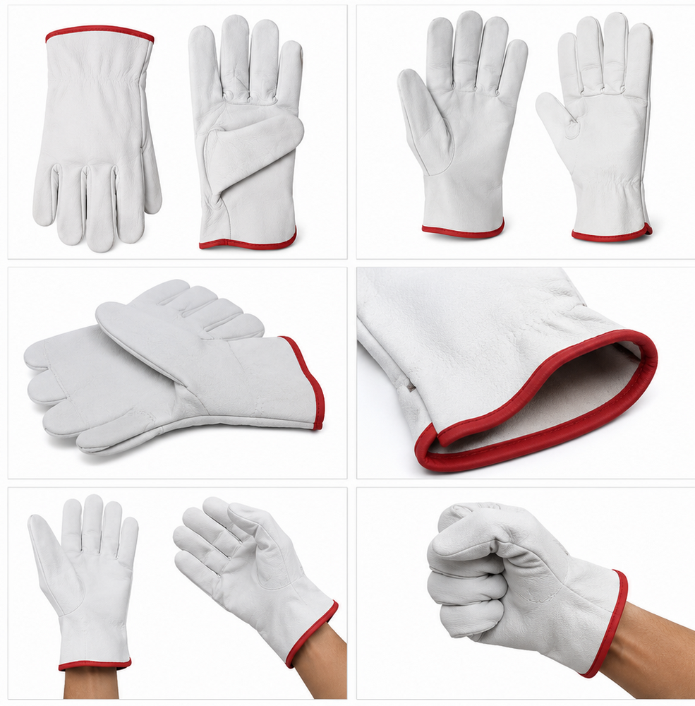 Leather Hand Gloves - Color: White
