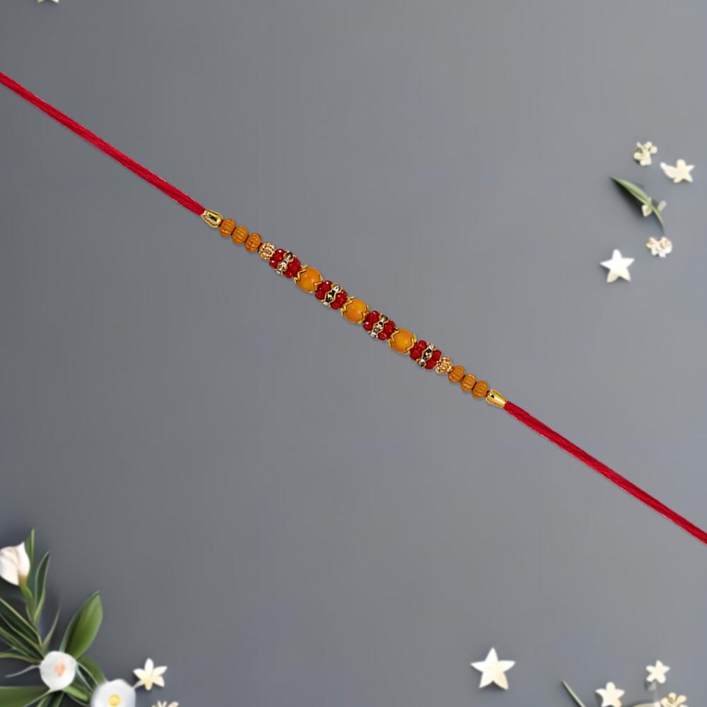 Multicolor Beaded Rakhi Festive Stone Detail & Red Thread