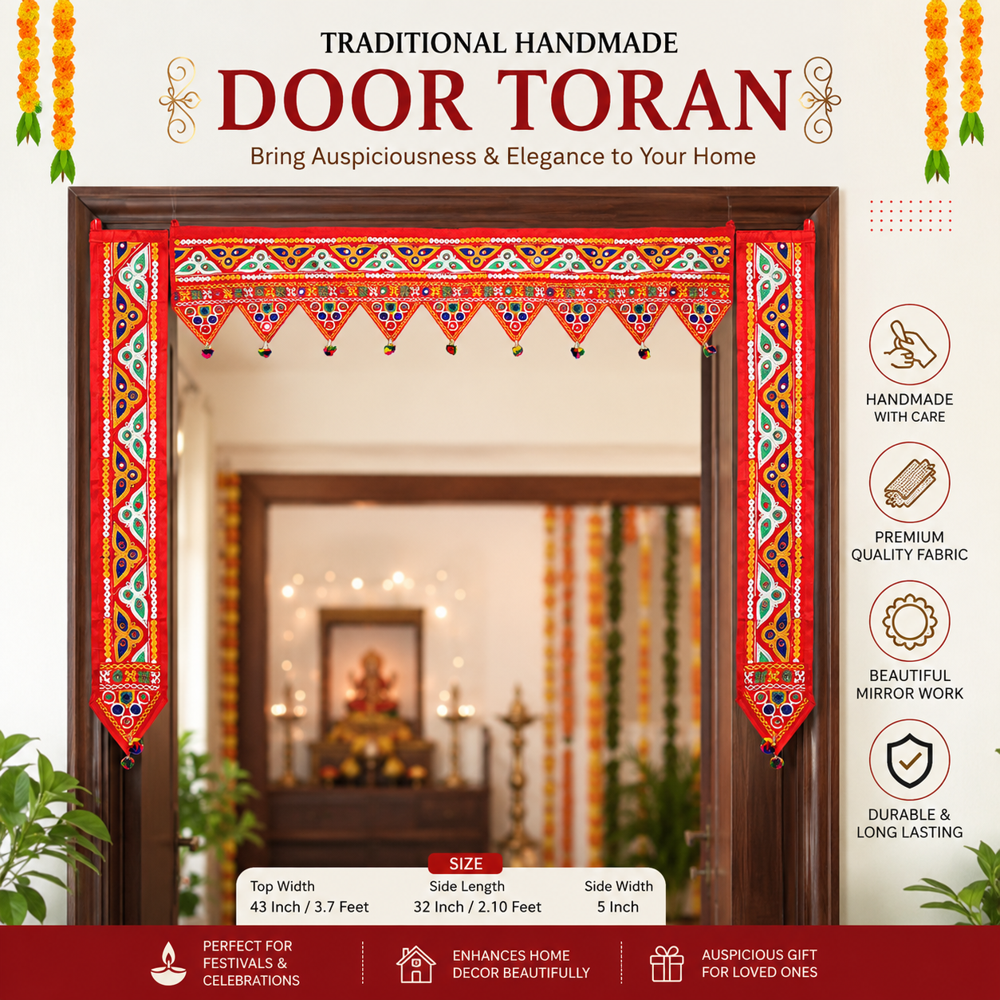 KRISHNA HANDLOOM L Shape Door Toran for Mandir Decor B 18