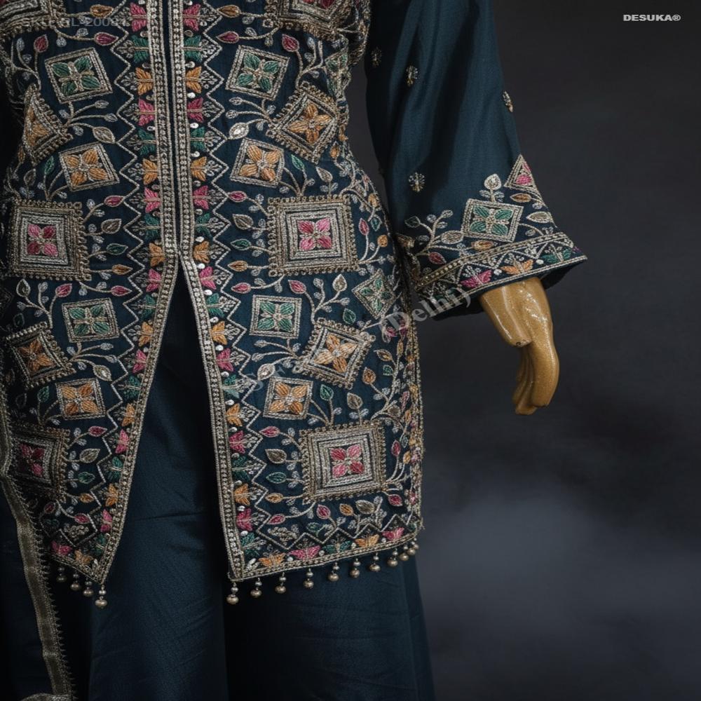 Pl-20084_Palazzo Suit With Zari Work