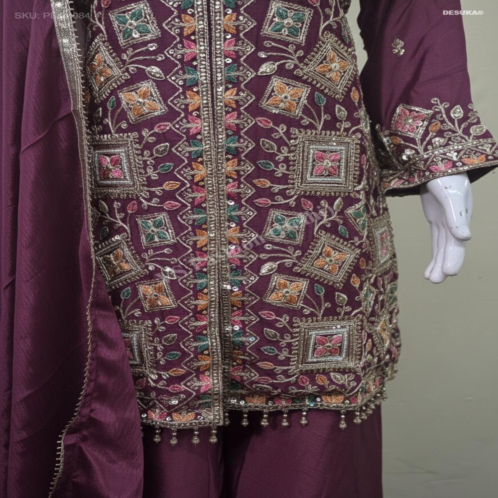 Pl-20084_Palazzo Suit With Zari Work