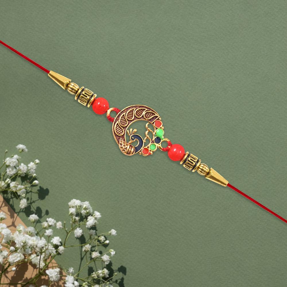 Peacock Design Rakhi Elegant Round Traditional Rakhi