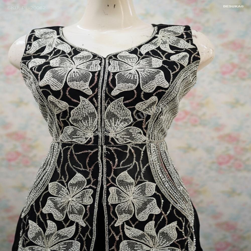 PL-20062_Embroidered Georgette Palazzo Suit