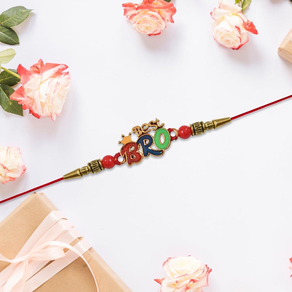 Best Bro Rakhi Crown Motif with Vibrant Colorful Beads