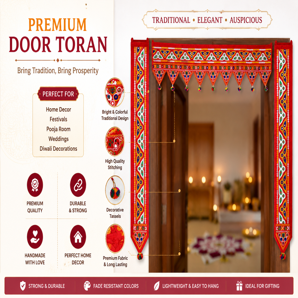 KRISHNA HANDLOOM Embroidery Toran for Mandir Decor B 26
