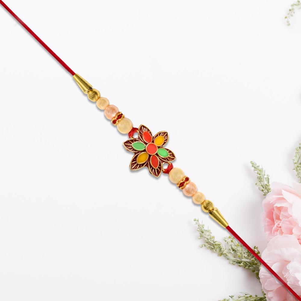 Floral Bead Rakhi Vibrant Handcrafted Design for Rakshabandhan