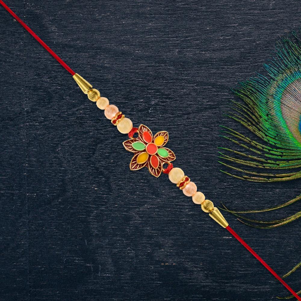 Floral Bead Rakhi Vibrant Handcrafted Design for Rakshabandhan