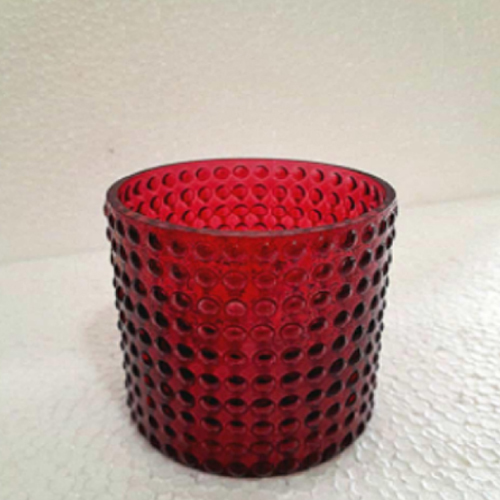 Se-1005 Red Colour Cylindrical Dot Design Glass - Capacity: Approx. 250 Ml