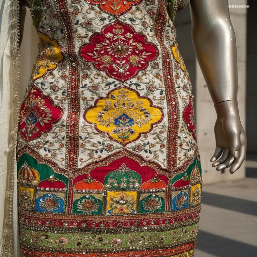 PL-20044_Palazzo Suit With Mirror Work
