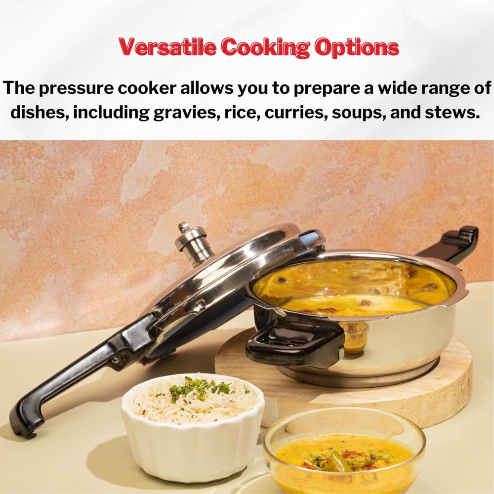 Vinod Stainless Steel Pressure Cooker, 3.5 L | Deep Fry Pan & Multi-Purpose Cooker | Sandwich Bottom for Even Heating | ISI & CE Certified | Durable Build | Induction & Gas Stove Base | 2 Yr Warranty