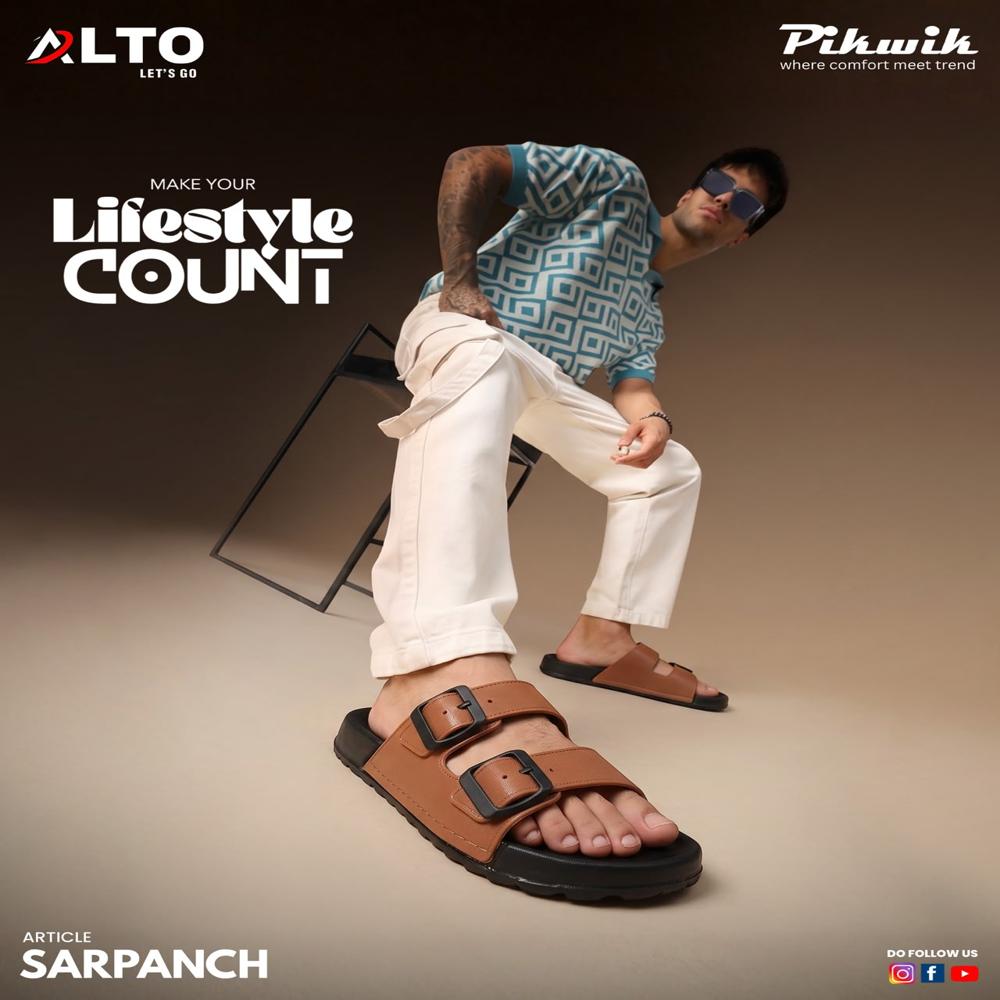 Sarpanch Slippers - Color: Tan/black