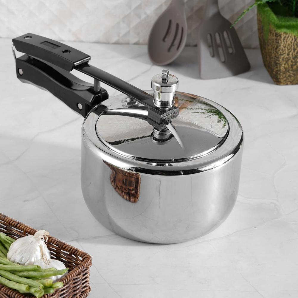Triply Stainless Steel Inner Lid Pressure Cooker 2 Litre - Color: Silver