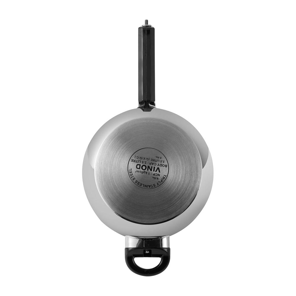 Vinod Straight Platinum Triply Stainless Steel Inner Lid Pressure Cooker - 3.5 Litre | SAS Metal | Induction Ready | ISI and CE Certified | Medium