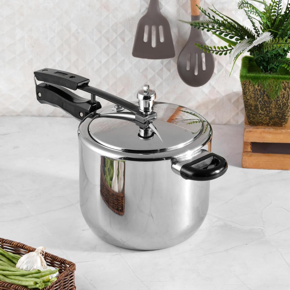 Vinod Straight Platinum Triply Stainless Steel Inner Lid Pressure Cooker - 5 Litre | SAS Bottom | Induction Ready | ISI and CE Certified | - Large