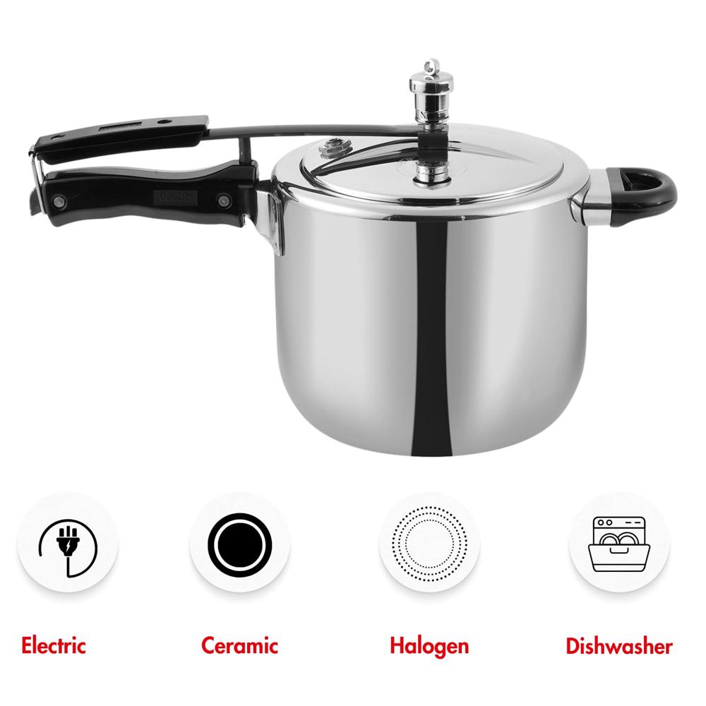 Vinod Straight Platinum Triply Stainless Steel Inner Lid Pressure Cooker - 5 Litre | SAS Bottom | Induction Ready | ISI and CE Certified | - Large