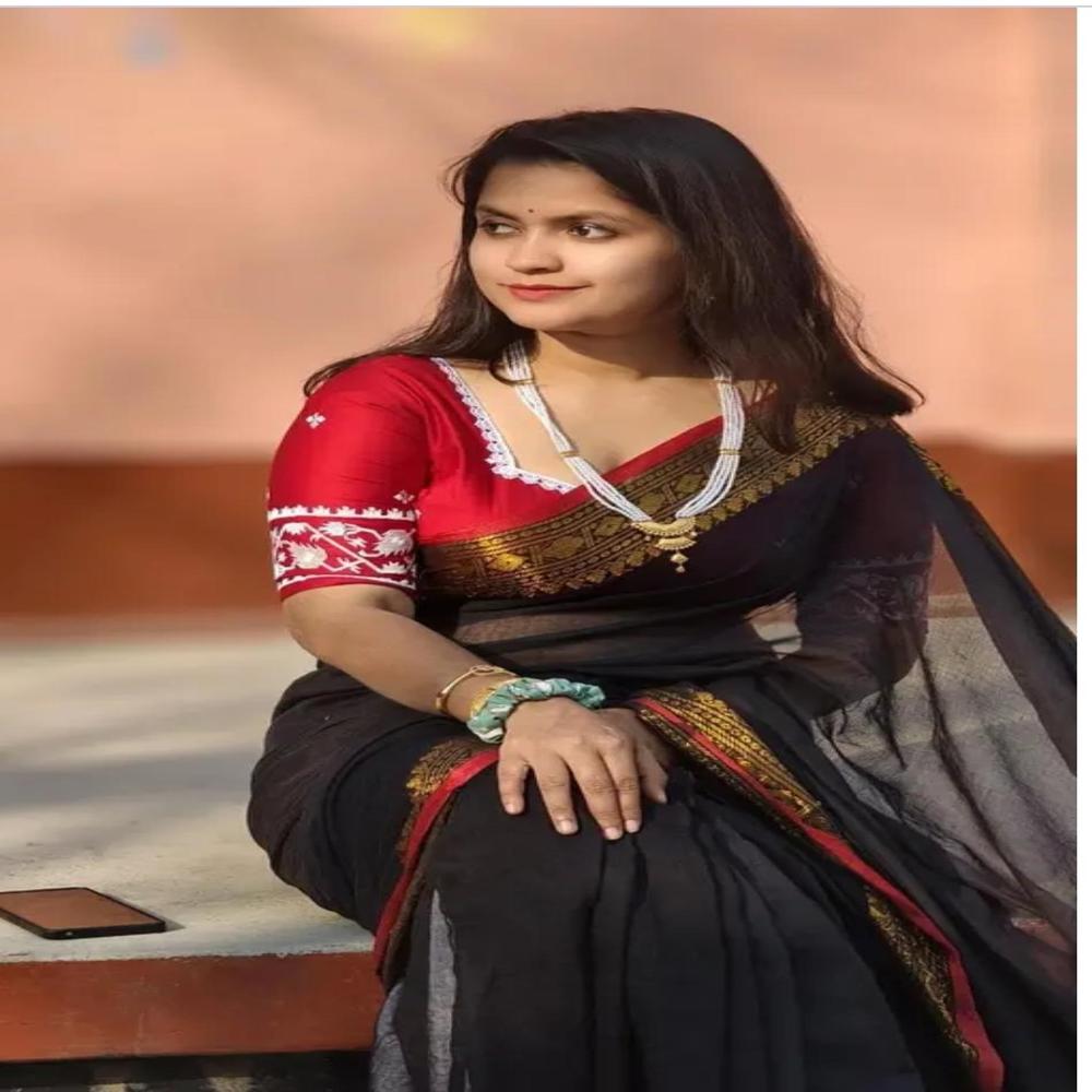 Mul Cotton Saree Black & Gold