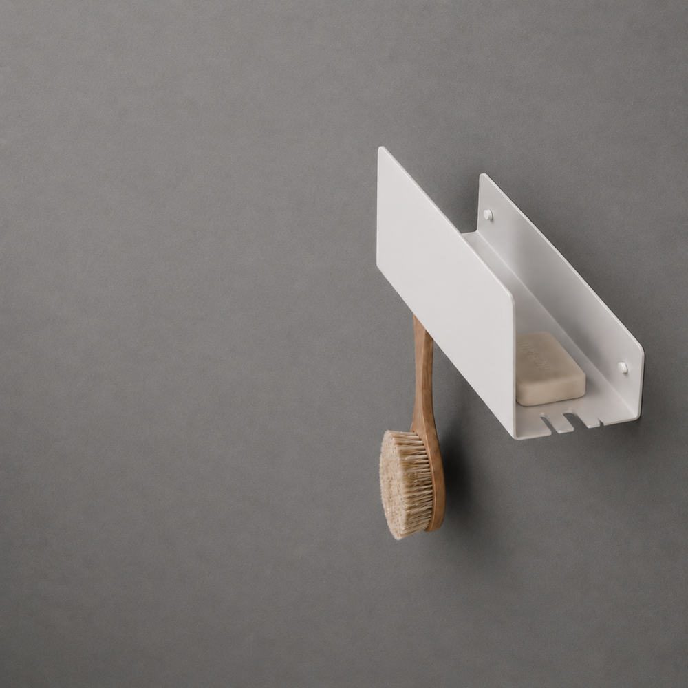 BOTTLE WITH BRUSH HOLDER SHELF