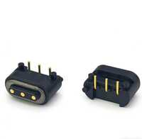 3.0mm Pitch 3-pin Magnetic Pogo Pin Connector - Gold-plated Brass, 18x12x7mm, Black Housing | Ipx4 Splash Resistant, Neodymium Magnets, <50mî© Resistance