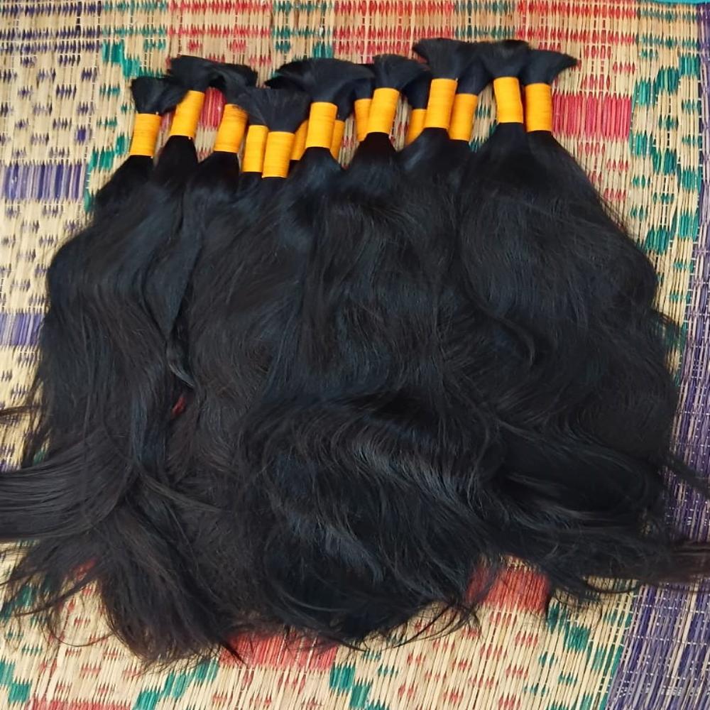 NATURAL RAW INDIAN HUMAN HAIR BUNDLES - SINGLE DONOR HAIR 100% NATURAL NO CHEMICAL NO TANGLE AND NO STEAMED 
