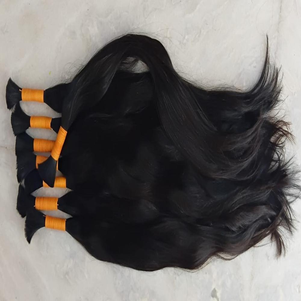 NATURAL RAW INDIAN HUMAN HAIR BUNDLES - SINGLE DONOR HAIR 100% NATURAL NO CHEMICAL NO TANGLE AND NO STEAMED 