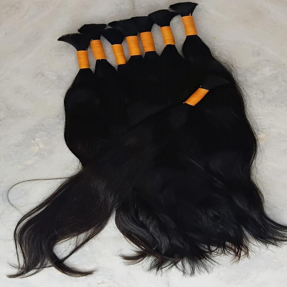 NATURAL RAW INDIAN HUMAN HAIR BUNDLES - SINGLE DONOR HAIR 100% NATURAL NO CHEMICAL NO TANGLE AND NO STEAMED 