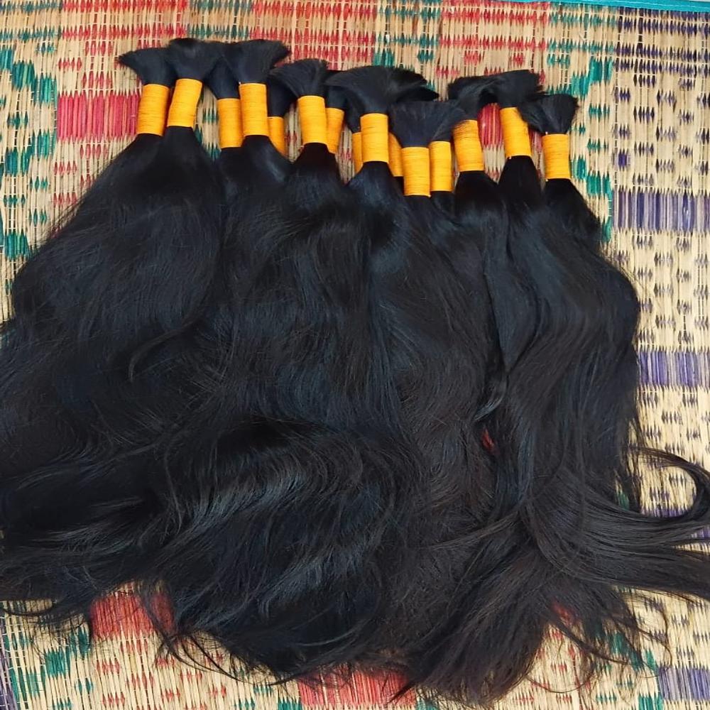 NATURAL RAW INDIAN HUMAN HAIR BUNDLES - SINGLE DONOR HAIR 100% NATURAL NO CHEMICAL NO TANGLE AND NO STEAMED 