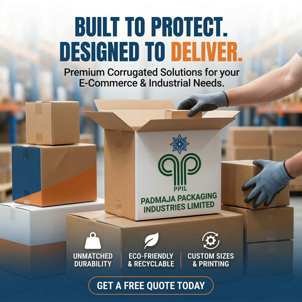 Printed Corrugated Boxes - Paperboard, Any Size, Brown Color | Customized For Electronics, Food, And Home Appliances