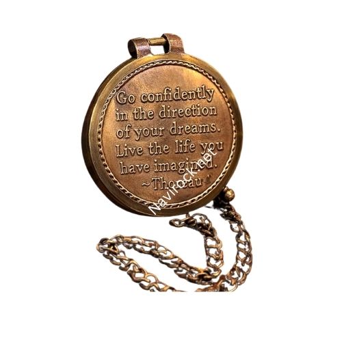 Nautical Handmade Engraved Quote Go Confidently in tha Direction of Your Dreams Royal Collectible with Copper Lid Pocket Compass