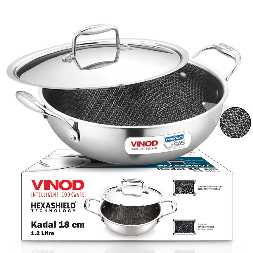 Platinum Triply Stainless Steel Hybrid Non Stick Kadai