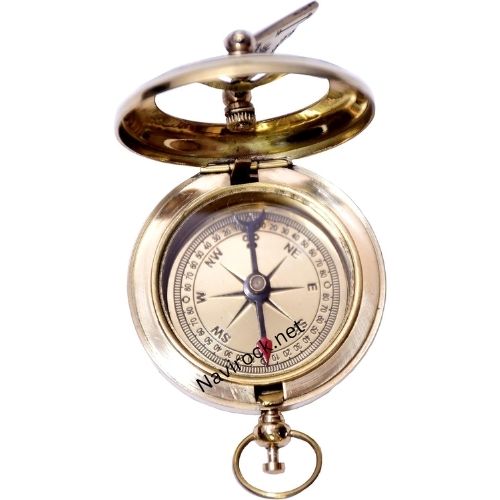 Handmade Brass Push Open Compass with Rose Wood Case