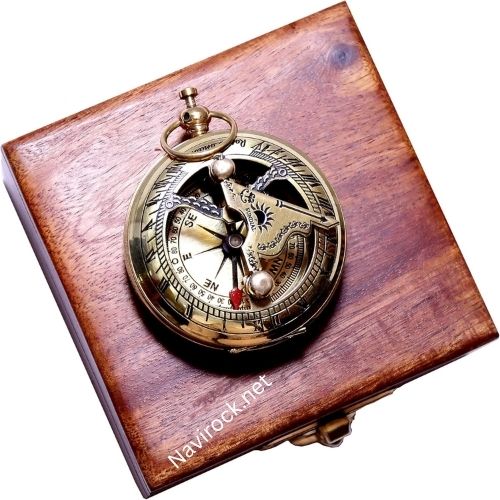 Handmade Brass Push Open Compass with Rose Wood Case