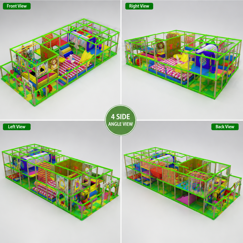 Green and Yellow Indoor Children Soft Play Equipment