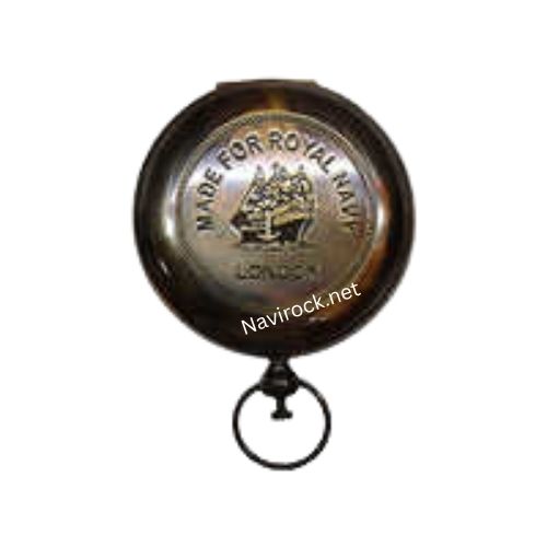 Brass Sundial Compass with Leather Case Push Open Compass