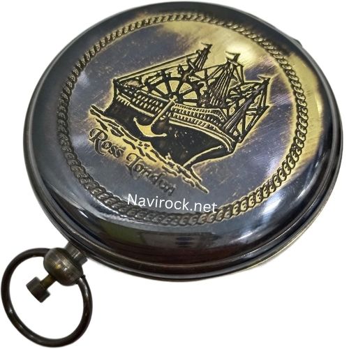 Nautical Ross London Brass Round Pocket Compass