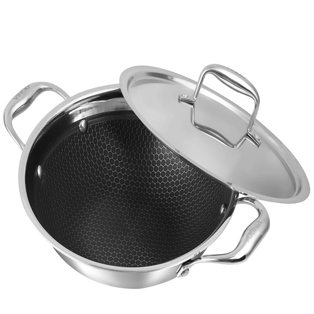 Platinum Triply Stainless Steel Extra Deep Kadai - 28 cm