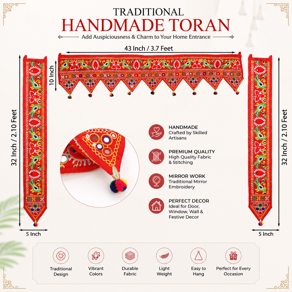 KRISHNA HANDLOOM Temple Entrance Toran for Indian Home Decor D 18