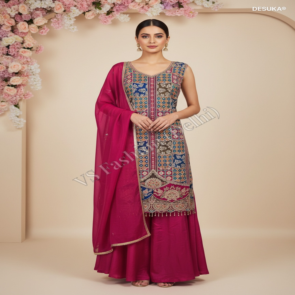 PL-20001_Premium Embroidered Palazzo Suit