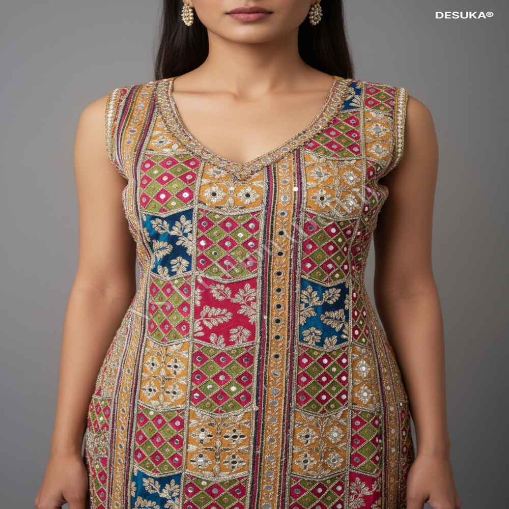 PL-20001_Premium Embroidered Palazzo Suit