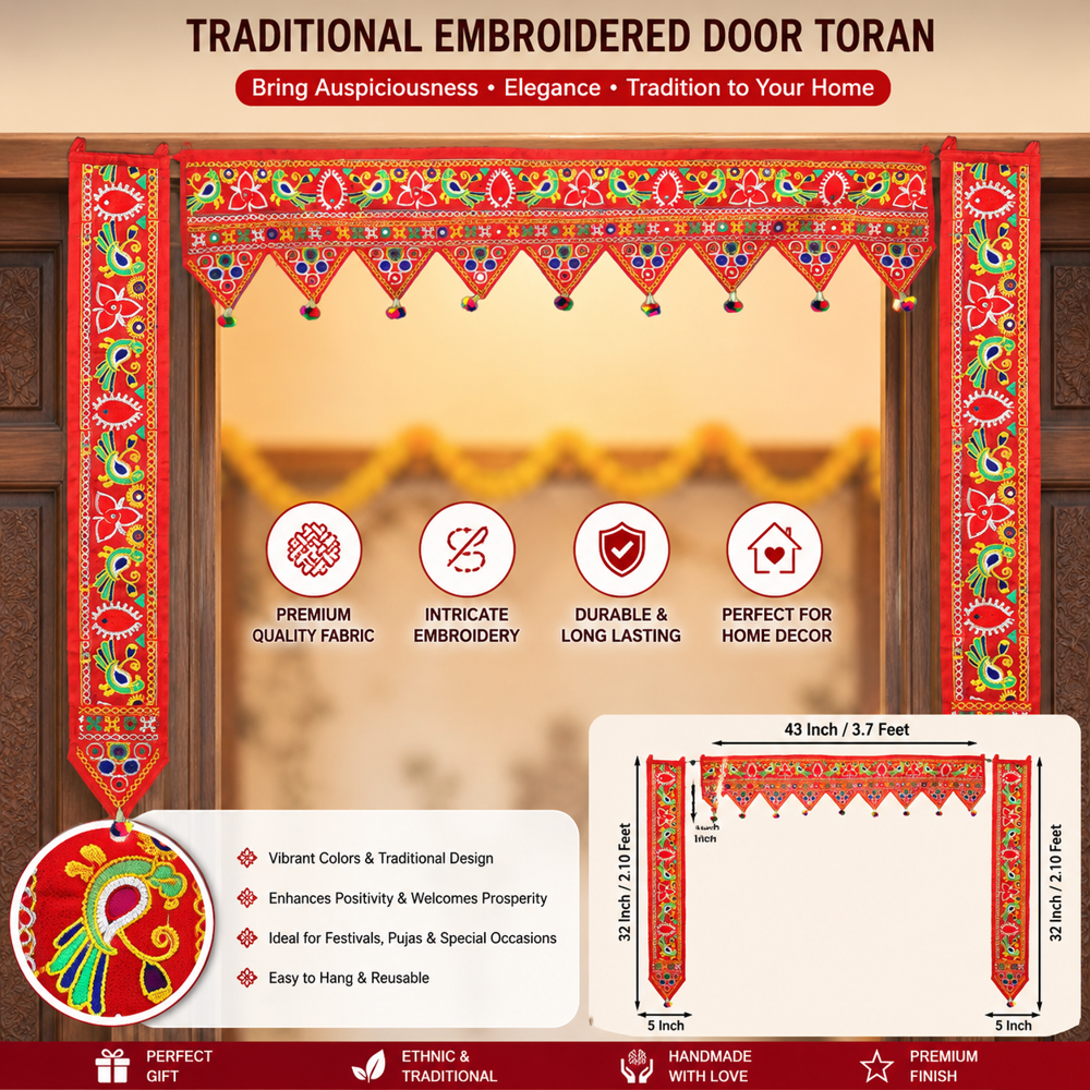 KRISHNA HANDLOOM Embroidery Toran for Indian Home Decor D 19