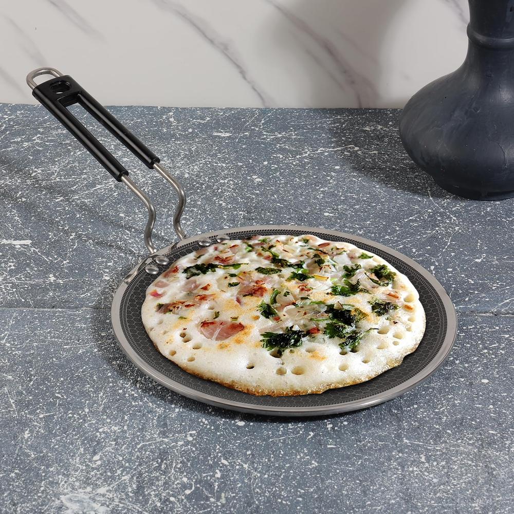 Vinod SAS Pro Platinum Triply Stainless Steel Hybrid Tawa 25 cm | 4 mm Thick | HexaShield Design Stick-Resistant Surface | Metal Spatula Safe | Induction Compatible | Roti, Paratha Tawa | PFOA Free