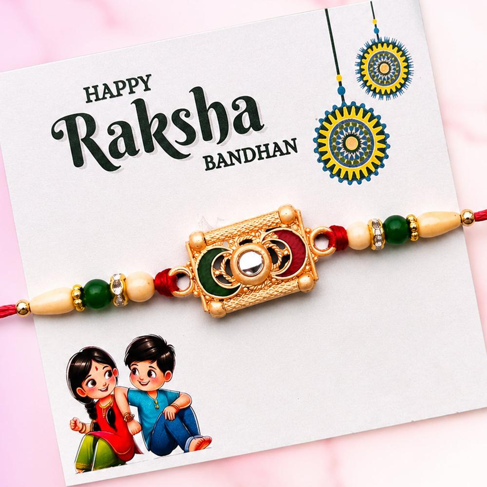Traditional Meenakari Rakhi Vibrant Festive Sibling Gift - Color: Mix