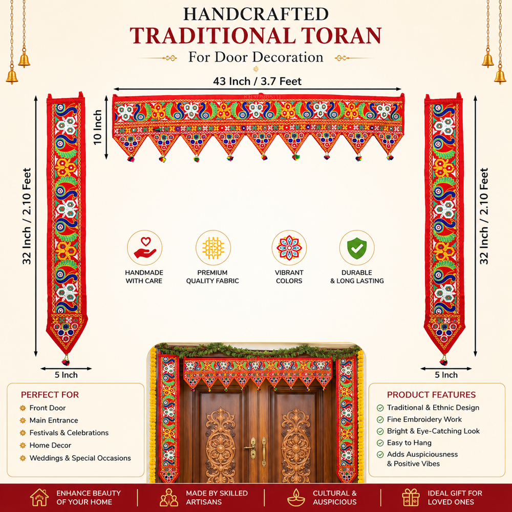 KRISHNA HANDLOOM L Shape Door Toran for Home Decoration E 9