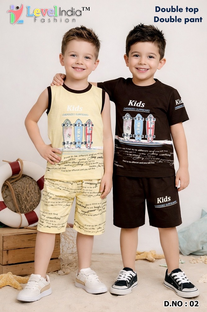 02 Cute Buddy Kids Double Top And Pant Set