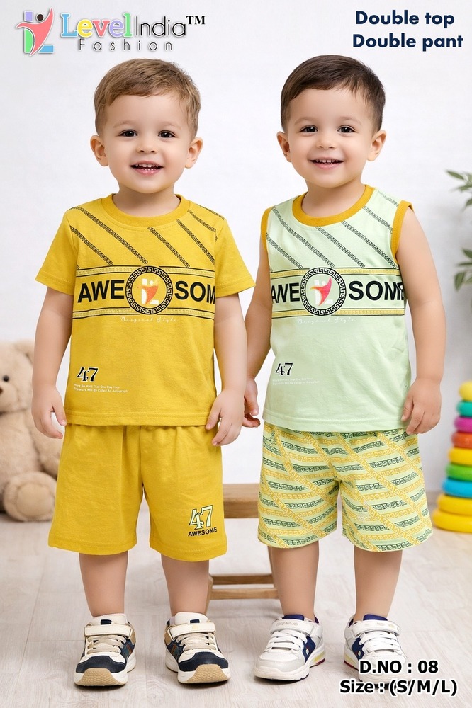 08 Junior Comfort Wear Kids Double Top And Pant Set