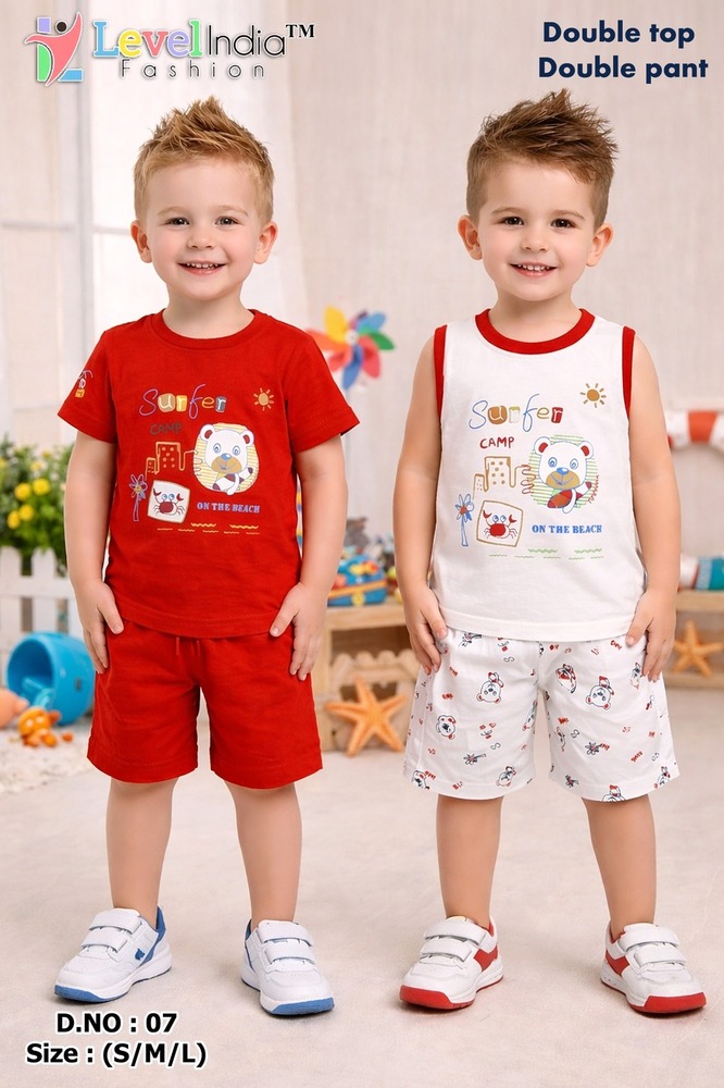 07 Junior Kids Premium Double Top And Pant Set