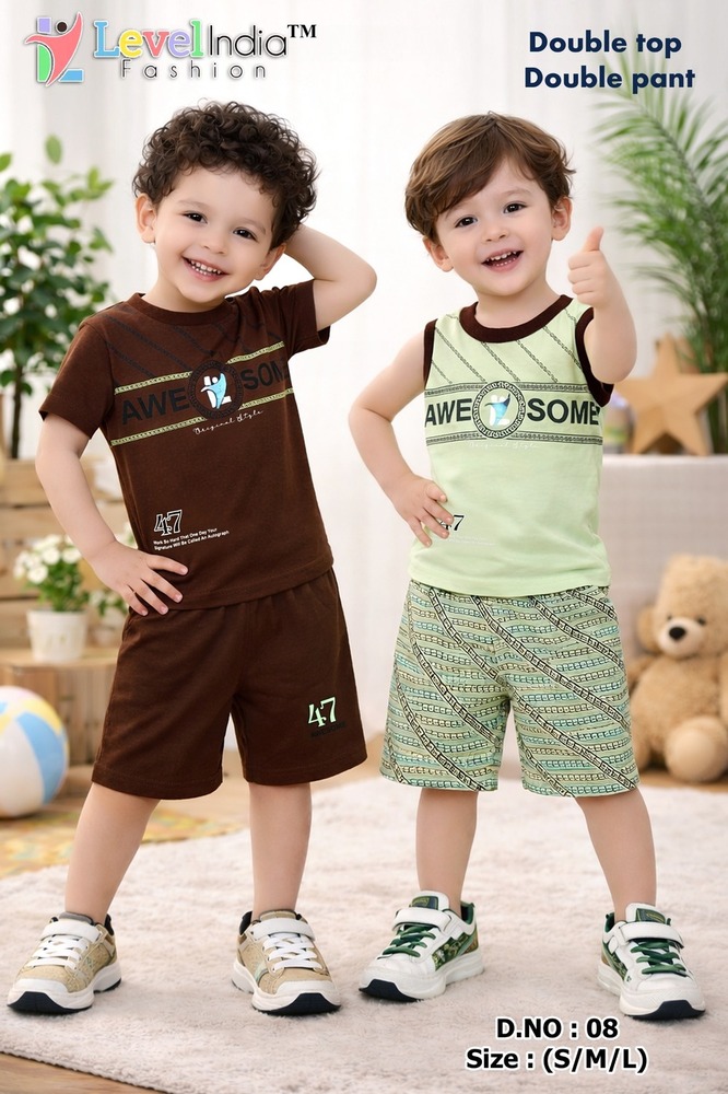 08 Kids Smart Casual Double Top And Pant Set