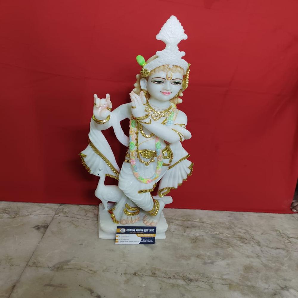 White Marble radha krishna statue