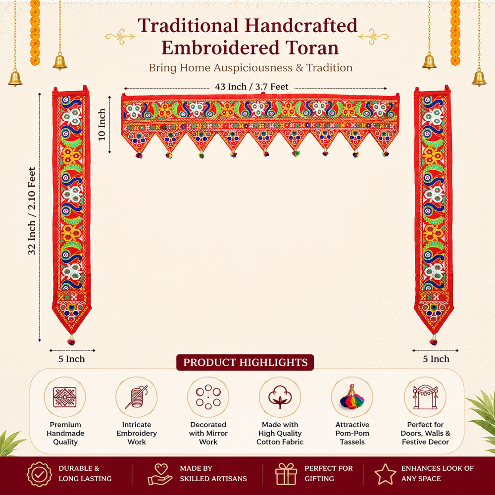 KRISHNA HANDLOOM Temple Entrance Toran for Home Decoration E 16