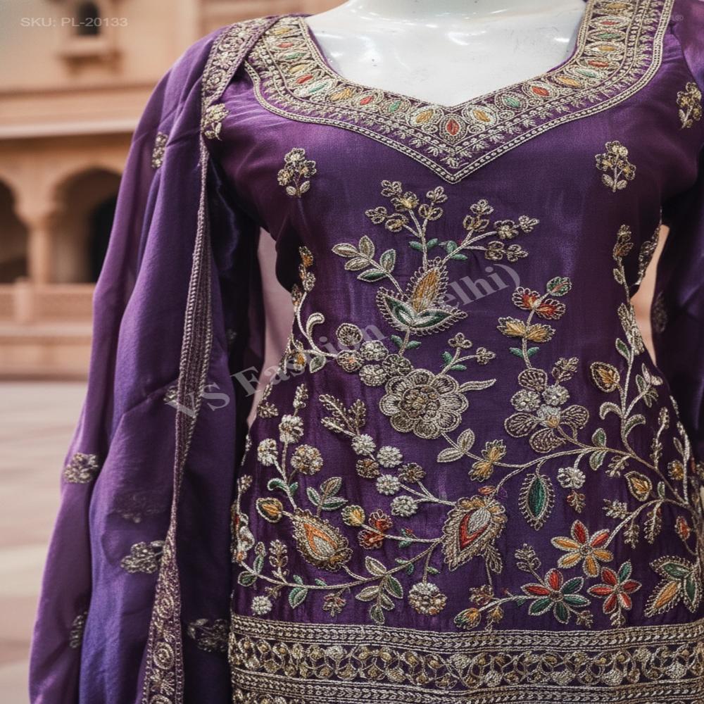 PL-20133 Silk Kurti Palazzo Set