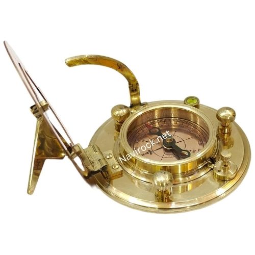 Vintage Compass Navigation Instrument Marine Sundial Handmade Brass Sundial Compass